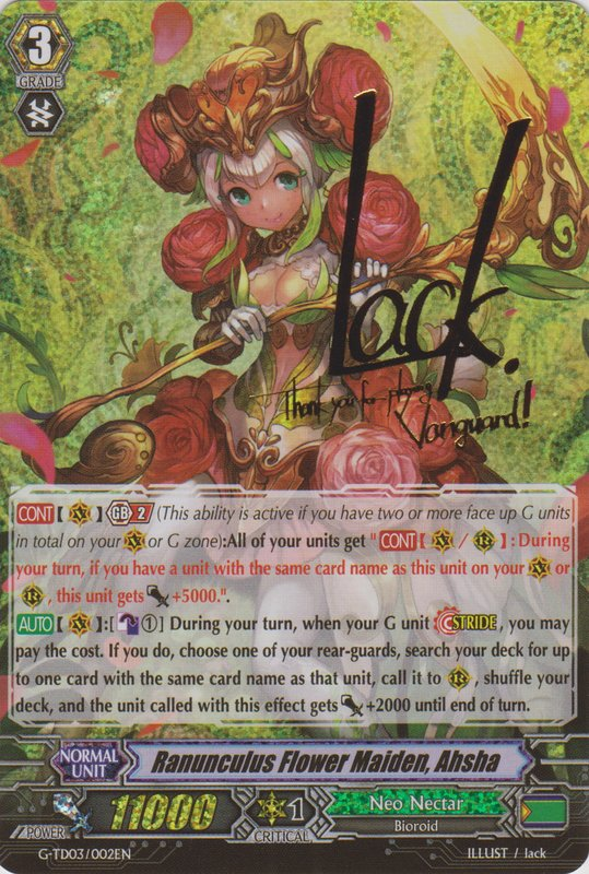 Cardfight!! Vanguard Clan of the Day: Neo Nectar  G-td03-002en-rrr-signed